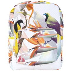 Exotic Birds Of Paradise And Flowers Watercolor Full Print Backpack by TKKdesignsCo