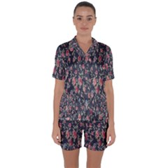 Pattern Flowers Pattern Flowers Satin Short Sleeve Pyjamas Set