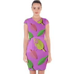 Leaves Autumn Nature Trees Capsleeve Drawstring Dress 