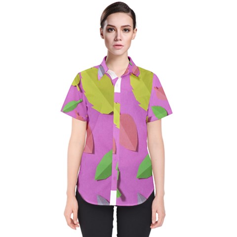 Leaves Autumn Nature Trees Women s Short Sleeve Shirt by Celenk