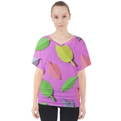 Leaves Autumn Nature Trees V-neck Dolman Drape Top