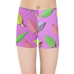 Leaves Autumn Nature Trees Kids Sports Shorts by Celenk