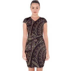 Abstract Pattern Graphics Capsleeve Drawstring Dress  by Celenk