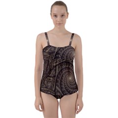 Abstract Pattern Graphics Twist Front Tankini Set