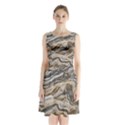 Texture Marble Abstract Pattern Sleeveless Waist Tie Chiffon Dress View1