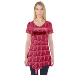 Textile Texture Spotted Fabric Short Sleeve Tunic  by Celenk