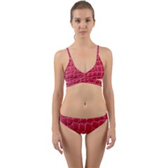 Textile Texture Spotted Fabric Wrap Around Bikini Set