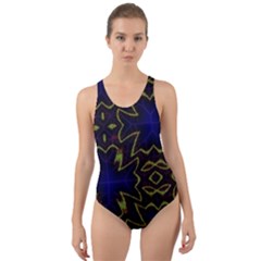 Background Texture Pattern Cut-out Back One Piece Swimsuit