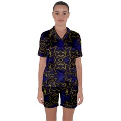 Background Texture Pattern Satin Short Sleeve Pyjamas Set