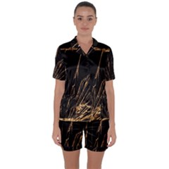 Background Abstract Structure Satin Short Sleeve Pyjamas Set