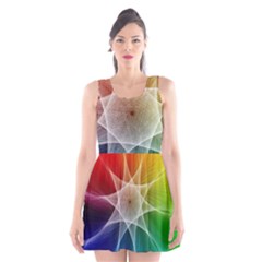 Abstract Star Pattern Structure Scoop Neck Skater Dress by Celenk