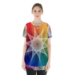 Abstract Star Pattern Structure Skirt Hem Sports Top