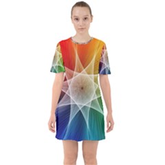 Abstract Star Pattern Structure Sixties Short Sleeve Mini Dress