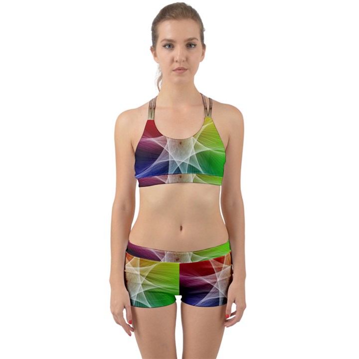 Abstract Star Pattern Structure Back Web Sports Bra Set