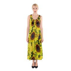 Sun Flower Pattern Background Sleeveless Maxi Dress by Celenk