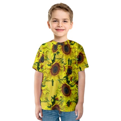 Sun Flower Pattern Background Kids  Sport Mesh Tee by Celenk