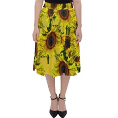 Sun Flower Pattern Background Folding Skater Skirt