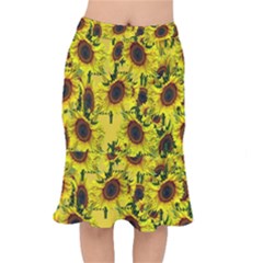 Sun Flower Pattern Background Mermaid Skirt