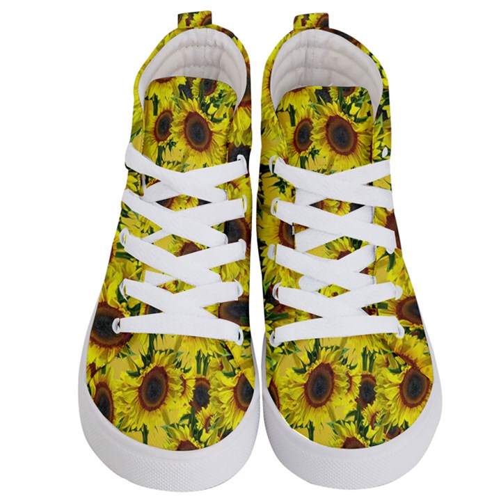 Sun Flower Pattern Background Kid s Hi-Top Skate Sneakers