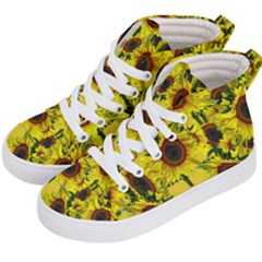 Sun Flower Pattern Background Kid s Hi-top Skate Sneakers