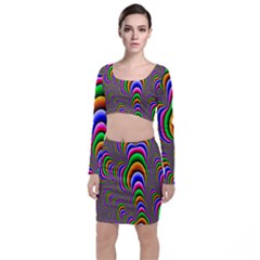 Fractal Background Pattern Color Long Sleeve Crop Top & Bodycon Skirt Set