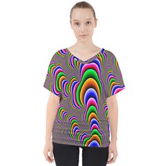 Fractal Background Pattern Color V-neck Dolman Drape Top by Celenk