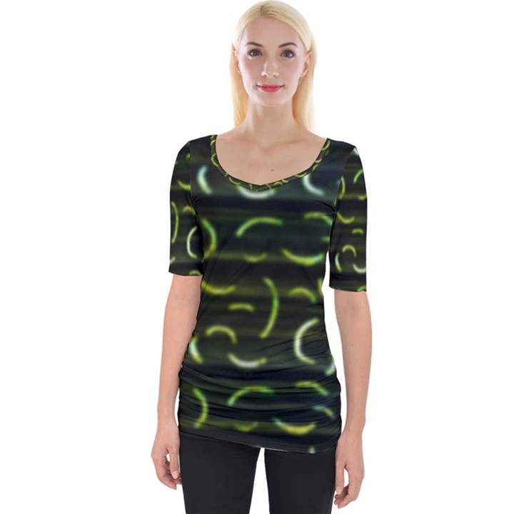 Abstract Dark Blur Texture Wide Neckline Tee