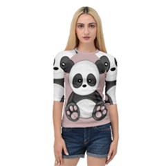 Cute Panda Quarter Sleeve Raglan Tee