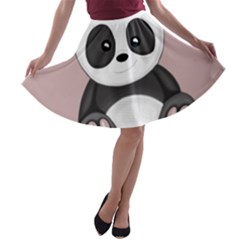 Cute Panda A-line Skater Skirt by Valentinaart