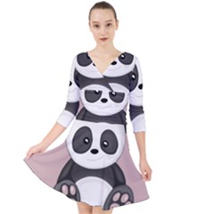 Cute Panda Quarter Sleeve Front Wrap Dress	 by Valentinaart