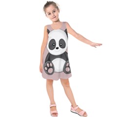 Cute Panda Kids  Sleeveless Dress by Valentinaart