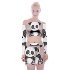 Cute Panda Off Shoulder Top With Mini Skirt Set by Valentinaart