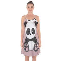 Cute Panda Ruffle Detail Chiffon Dress by Valentinaart