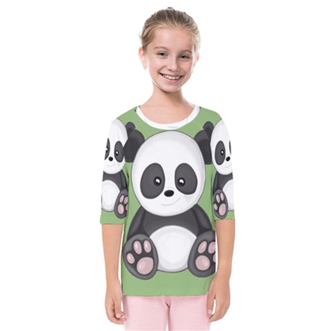 Cute Panda Kids  Quarter Sleeve Raglan Tee by Valentinaart