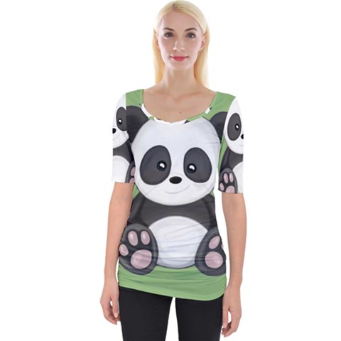 Cute Panda Wide Neckline Tee by Valentinaart