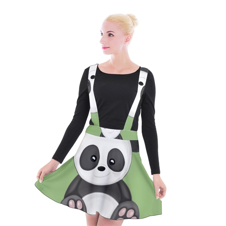 Cute Panda Suspender Skater Skirt