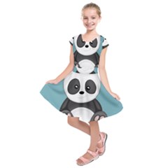 Cute Panda Kids  Short Sleeve Dress by Valentinaart