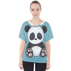 Cute Panda V-neck Dolman Drape Top by Valentinaart