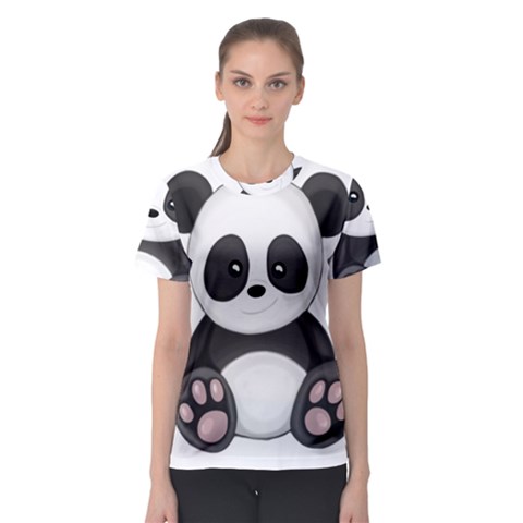 Cute Panda Women s Sport Mesh Tee by Valentinaart