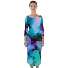 Abstract Painting Art Quarter Sleeve Midi Bodycon Dress