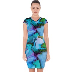 Abstract Painting Art Capsleeve Drawstring Dress  by Celenk