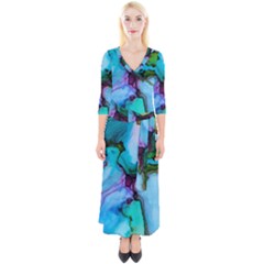 Abstract Painting Art Quarter Sleeve Wrap Maxi Dress