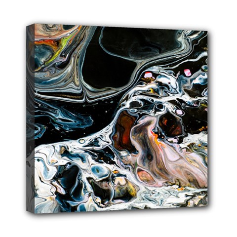 Abstract Flow River Black Mini Canvas 8  X 8  by Celenk