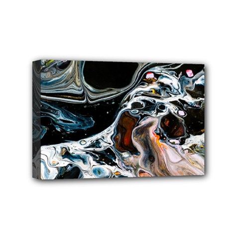 Abstract Flow River Black Mini Canvas 6  X 4 