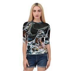 Abstract Flow River Black Quarter Sleeve Raglan Tee