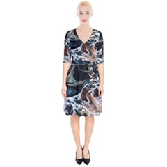 Abstract Flow River Black Wrap Up Cocktail Dress by Celenk