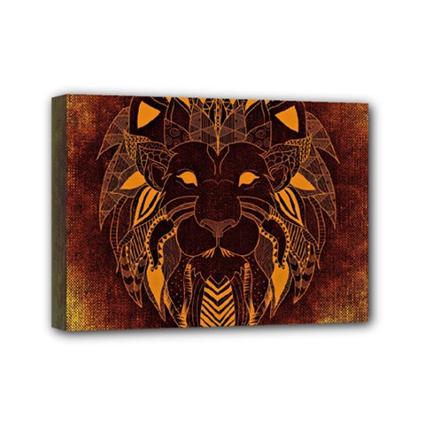 Lion Wild Animal Abstract Mini Canvas 7  X 5 