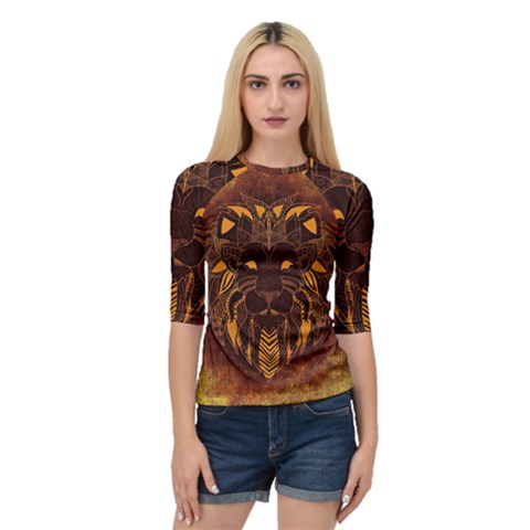 Lion Wild Animal Abstract Quarter Sleeve Raglan Tee by Celenk