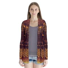 Lion Wild Animal Abstract Drape Collar Cardigan by Celenk