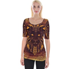 Lion Wild Animal Abstract Wide Neckline Tee